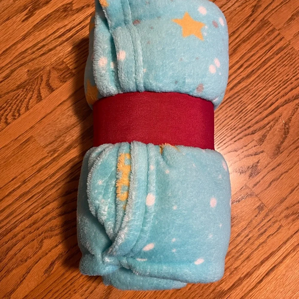 Holiday Plush Throw - Blue and Gold
